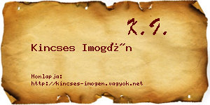 Kincses Imogén névjegykártya